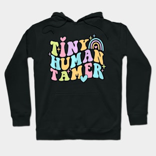 Tiny Human Tamer Groovy Kindergarten Preschool Teacher Hoodie